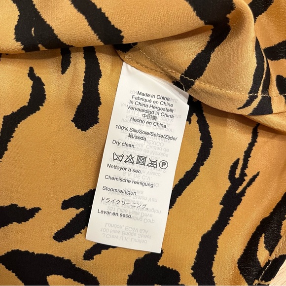 Madewell Orange Tan Black Silk Midi Slip Skirt Tiger Stripe Size 6 - Picture 5 of 5